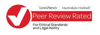 A red checkmark icon next to text reading “LexisNexis Martindale-Hubbell Peer Review Rated For Ethical Standards and Legal Ability” on a white background.