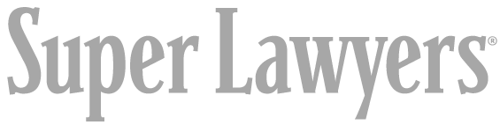 The image displays the words Super Lawyers in large, bold, gray serif font on a transparent background.
